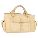 CELINE Boogie Hand Bag Leather White Gold Auth BA8680-1