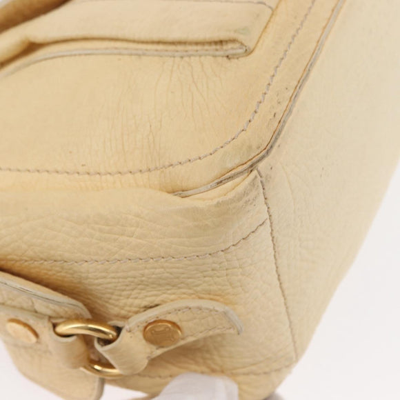 CELINE Boogie Hand Bag Leather White Gold Auth BA8680