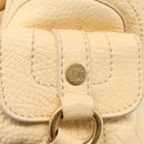 CELINE Boogie Hand Bag Leather White Gold Auth BA8680-14