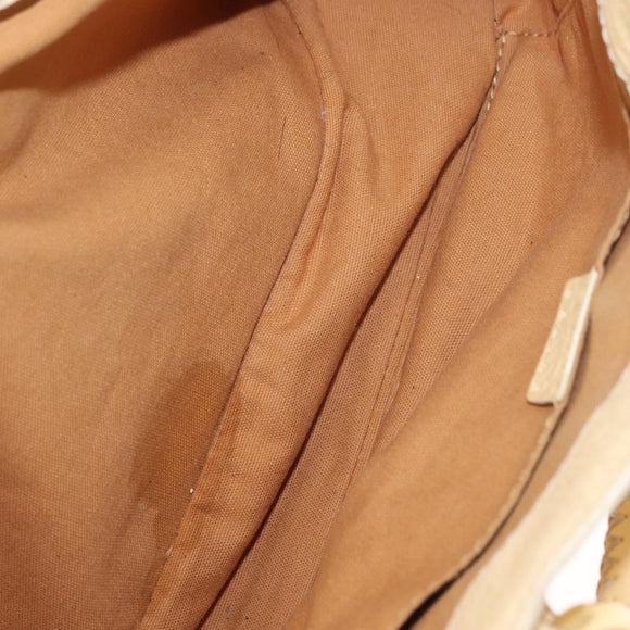 CELINE Boogie Hand Bag Leather White Gold Auth BA8680