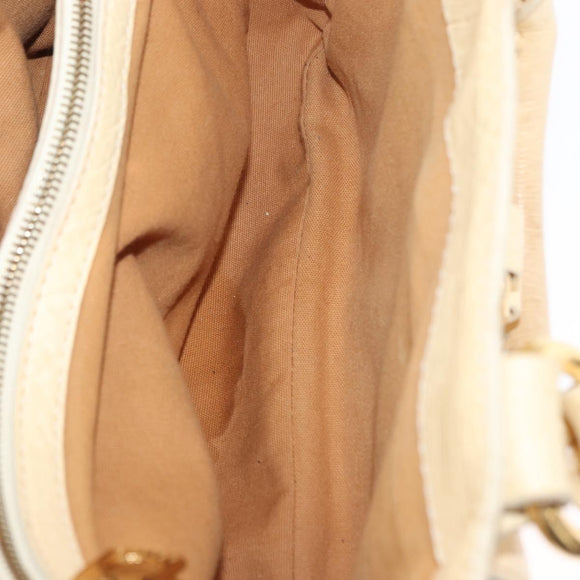 CELINE Boogie Hand Bag Leather White Gold Auth BA8680