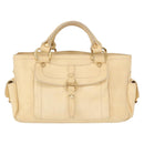 CELINE Boogie Hand Bag Leather White Gold Auth BA8680-2