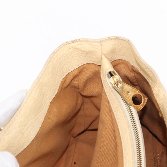 CELINE Boogie Hand Bag Leather White Gold Auth BA8680