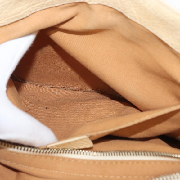 CELINE Boogie Hand Bag Leather White Gold Auth BA8680