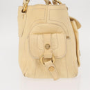 CELINE Boogie Hand Bag Leather White Gold Auth BA8680-5