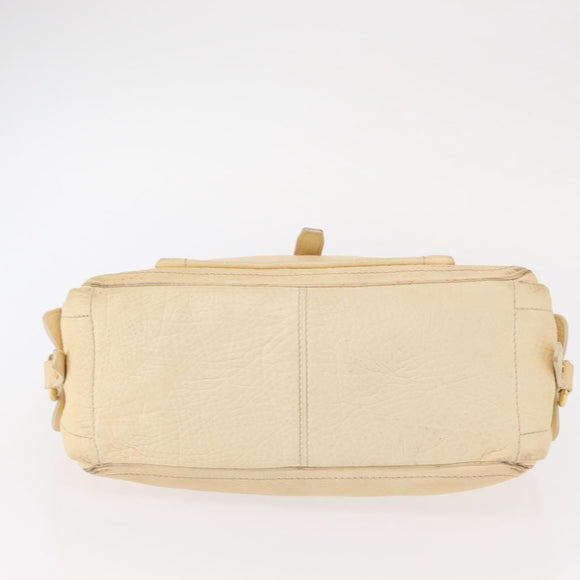 CELINE Boogie Hand Bag Leather White Gold Auth BA8680