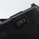 Salvatore Ferragamo Shoulder Bag Leather Black Gold Auth BA8682-10