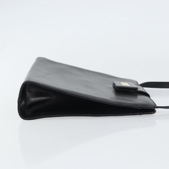 Salvatore Ferragamo Shoulder Bag Leather Black Gold Auth BA8682