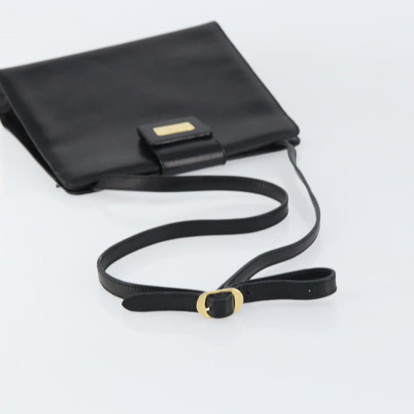Salvatore Ferragamo Shoulder Bag Leather Black Gold Auth BA8682