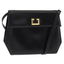 Salvatore Ferragamo Gancini Shoulder Bag Leather Black Gold Auth BA8683-1