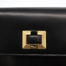 Salvatore Ferragamo Gancini Shoulder Bag Leather Black Gold Auth BA8683-14