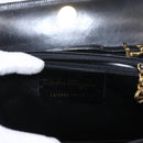 Salvatore Ferragamo Gancini Shoulder Bag Leather Black Gold Auth BA8683-16