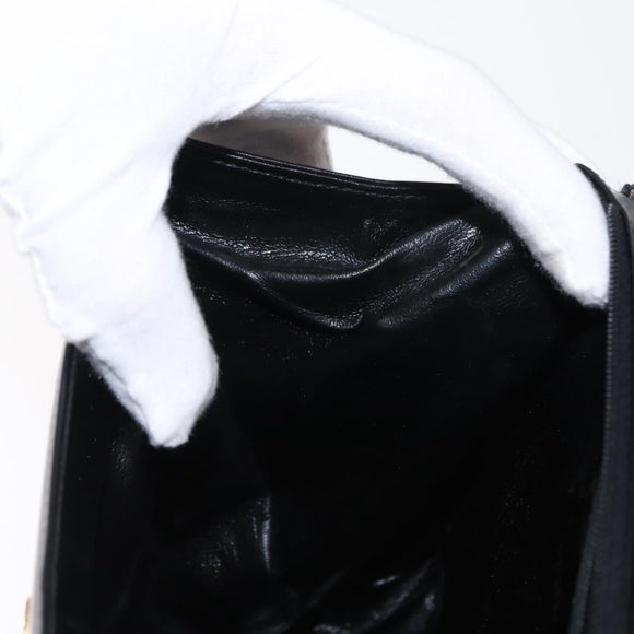 Salvatore Ferragamo Gancini Shoulder Bag Leather Black Gold Auth BA8683