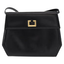 Salvatore Ferragamo Gancini Shoulder Bag Leather Black Gold Auth BA8683-2