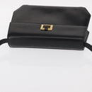 Salvatore Ferragamo Gancini Shoulder Bag Leather Black Gold Auth BA8683-6