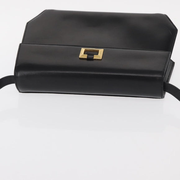 Salvatore Ferragamo Gancini Shoulder Bag Leather Black Gold Auth BA8683