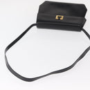 Salvatore Ferragamo Gancini Shoulder Bag Leather Black Gold Auth BA8683-7