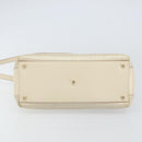 Salvatore Ferragamo Gancini Hand Bag Leather 2way White Gold Auth BA8684-4
