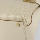 Salvatore Ferragamo Gancini Hand Bag Leather 2way White Gold Auth BA8684-8