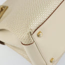 Salvatore Ferragamo Gancini Hand Bag Leather 2way White Gold Auth BA8684-16