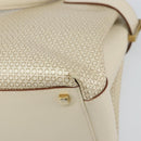Salvatore Ferragamo Gancini Hand Bag Leather 2way White Gold Auth BA8684-17