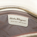 Salvatore Ferragamo Gancini Hand Bag Leather 2way White Gold Auth BA8684-11