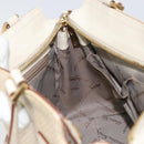 Salvatore Ferragamo Gancini Hand Bag Leather 2way White Gold Auth BA8684-20