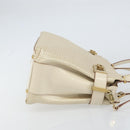 Salvatore Ferragamo Gancini Hand Bag Leather 2way White Gold Auth BA8684-2