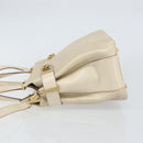 Salvatore Ferragamo Gancini Hand Bag Leather 2way White Gold Auth BA8684-3