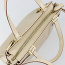 Salvatore Ferragamo Gancini Hand Bag Leather 2way White Gold Auth BA8684-5