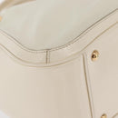 Salvatore Ferragamo Gancini Chain Hand Bag Leather White Gold Auth BA8685-10