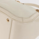 Salvatore Ferragamo Gancini Chain Hand Bag Leather White Gold Auth BA8685-11