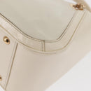 Salvatore Ferragamo Gancini Chain Hand Bag Leather White Gold Auth BA8685-13