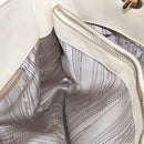 Salvatore Ferragamo Gancini Chain Hand Bag Leather White Gold Auth BA8685-17