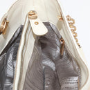 Salvatore Ferragamo Gancini Chain Hand Bag Leather White Gold Auth BA8685-18