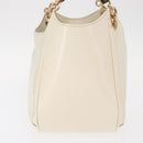 Salvatore Ferragamo Gancini Chain Hand Bag Leather White Gold Auth BA8685-5