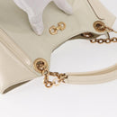 Salvatore Ferragamo Gancini Chain Hand Bag Leather White Gold Auth BA8685-6
