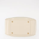 Salvatore Ferragamo Gancini Chain Hand Bag Leather White Gold Auth BA8685-9