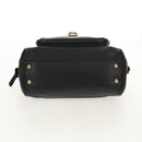 Salvatore Ferragamo Gancini Chain Hand Bag Leather Black Gold Auth BA8686V-10