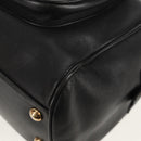 Salvatore Ferragamo Gancini Chain Hand Bag Leather Black Gold Auth BA8686V-12