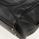 Salvatore Ferragamo Gancini Chain Hand Bag Leather Black Gold Auth BA8686V-14