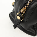 Salvatore Ferragamo Gancini Chain Hand Bag Leather Black Gold Auth BA8686V-18