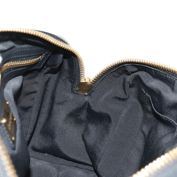 Salvatore Ferragamo Gancini Chain Hand Bag Leather Black Gold Auth BA8686V