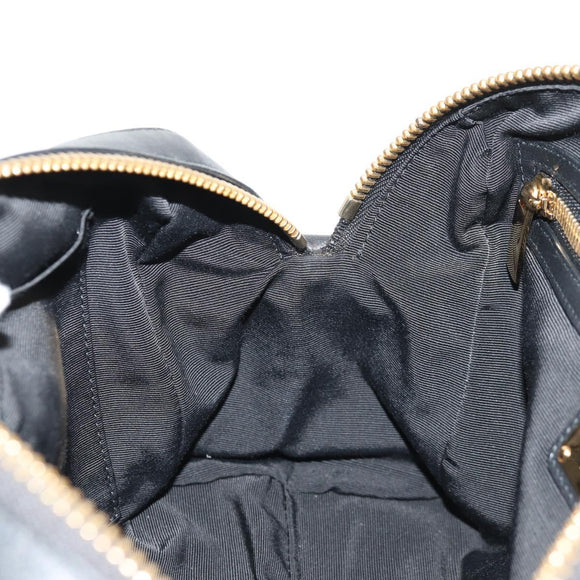 Salvatore Ferragamo Gancini Chain Hand Bag Leather Black Gold Auth BA8686V