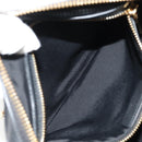 Salvatore Ferragamo Gancini Chain Hand Bag Leather Black Gold Auth BA8686V-24