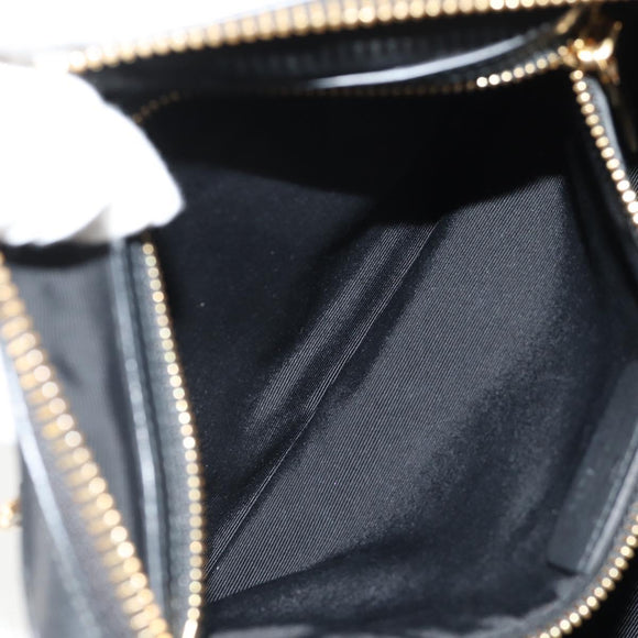 Salvatore Ferragamo Gancini Chain Hand Bag Leather Black Gold Auth BA8686V