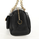 Salvatore Ferragamo Gancini Chain Hand Bag Leather Black Gold Auth BA8686V-4
