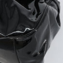 Salvatore Ferragamo Gancini Shoulder Bag Enamel Black Silver Auth BA8687-10