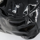 Salvatore Ferragamo Gancini Shoulder Bag Enamel Black Silver Auth BA8687-11