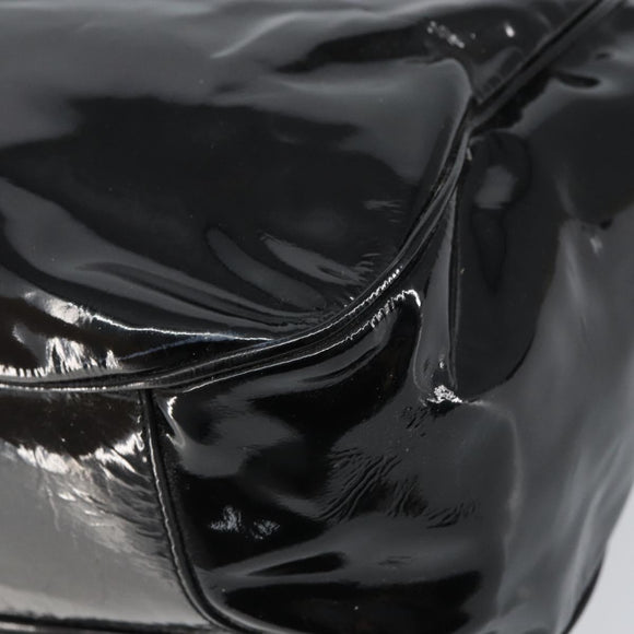 Salvatore Ferragamo Gancini Shoulder Bag Enamel Black Silver Auth BA8687